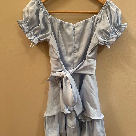 NWT VIANCA short sleeve chiffon romper light blue. Size medium - Picture 2 of 4